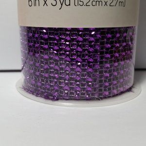 Rhinestone Mesh Ribbon Purple
